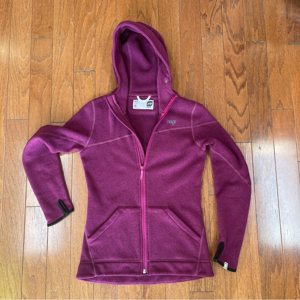 Orage Zip Front Fleece Hoodie Size XS Magenta